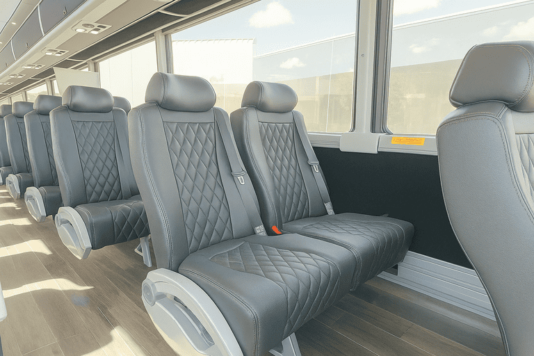 interior of Green Bay Minibus Company charter bus